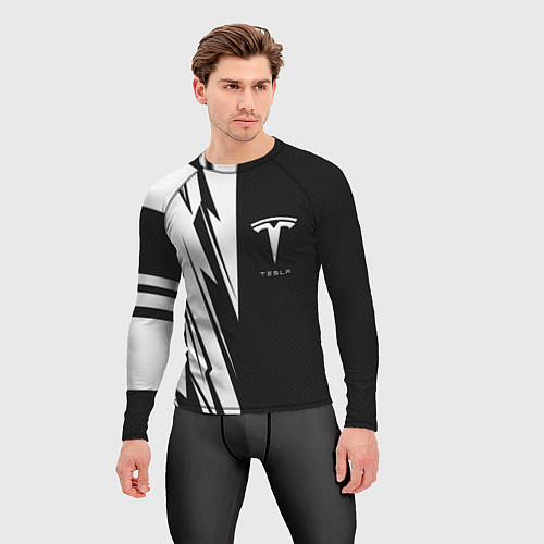 Мужской рашгард Tesla - carbon texture / 3D-принт – фото 3