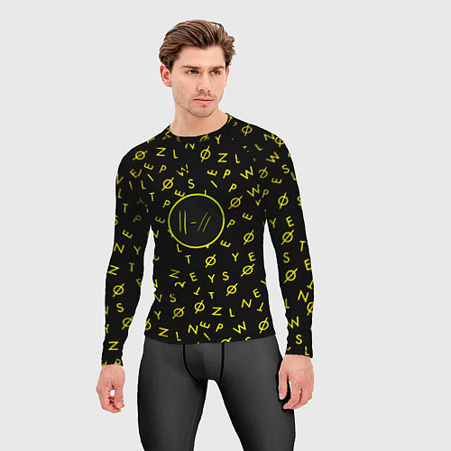 Мужской рашгард Twenty one pilots pattern rock yellow / 3D-принт – фото 3