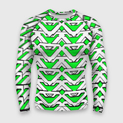 Рашгард мужской Бело-зелёный узор, цвет: 3D-принт