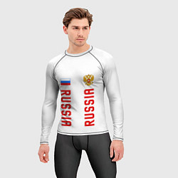Рашгард мужской Россия три полоски на белом фоне, цвет: 3D-принт — фото 2