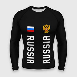 Рашгард мужской Россия три полоски на черном фоне, цвет: 3D-принт