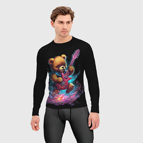 Мужской рашгард Большой плюшевый медведь играет на гитаре / 3D-принт – фото 3