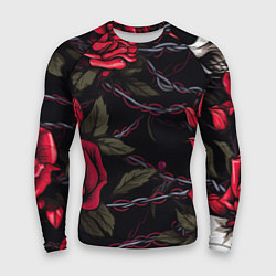 Мужской рашгард Череп и красные розы