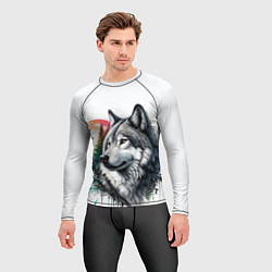 Рашгард мужской Портрет волка на фоне природы, цвет: 3D-принт — фото 2