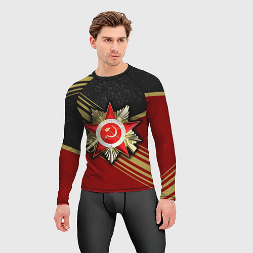 Мужской рашгард Великая отечественная - бордовый и золото / 3D-принт – фото 3