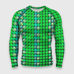 Рашгард мужской Зелёные плитки и чёрная обводка, цвет: 3D-принт