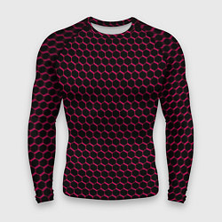 Рашгард мужской Чёрно-розовый паттерн соты, цвет: 3D-принт