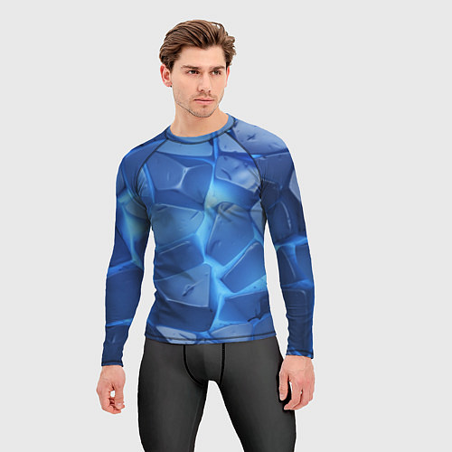Мужской рашгард Синие ледяные плиты с разломом / 3D-принт – фото 3