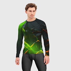 Рашгард мужской Зеленая абстрактная неоновая текстура, цвет: 3D-принт — фото 2