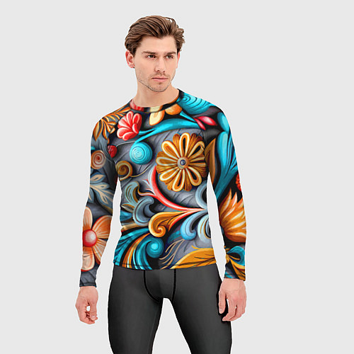 Мужской рашгард Растительный узор - нейросеть / 3D-принт – фото 3