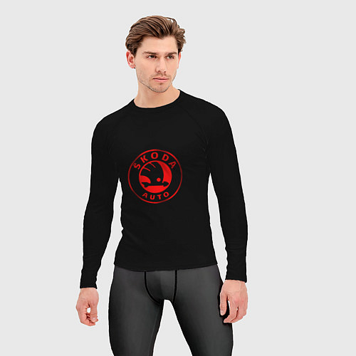 Мужской рашгард Skoda red logo / 3D-принт – фото 3