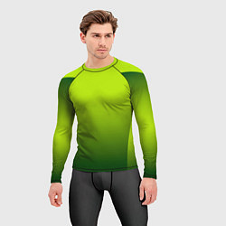 Рашгард мужской Яркий зеленый градиентный комбинированный узор, цвет: 3D-принт — фото 2