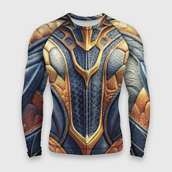 Мужской рашгард Темная кожаная броня с желтой оплеткой