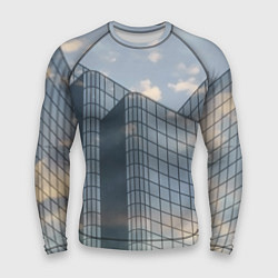 Рашгард мужской Городское небо и зеркальная многоэтажка, цвет: 3D-принт