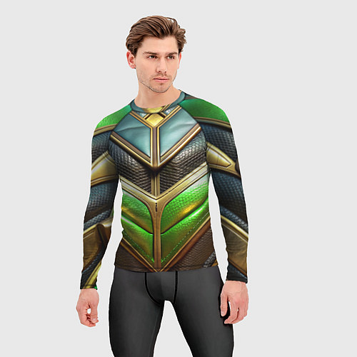 Мужской рашгард Футуристичная объемная текстура из кожи / 3D-принт – фото 3