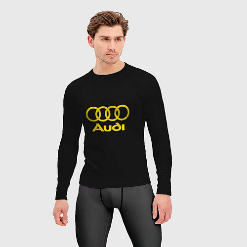 Мужской рашгард Audi logo yellow / 3D-принт – фото 3