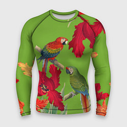 Рашгард мужской Попугаи среди цветов, цвет: 3D-принт