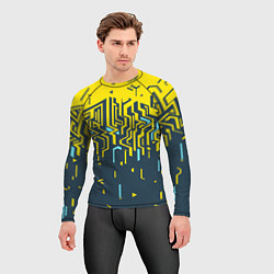 Рашгард мужской Яркий абстрактный геометрический рисунок для спорт, цвет: 3D-принт — фото 2