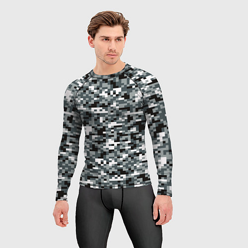 Мужской рашгард Камуфляжные пиксели текстура / 3D-принт – фото 3