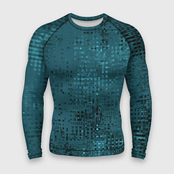 Рашгард мужской Тёмный бирюзовый абстракция однотонный, цвет: 3D-принт