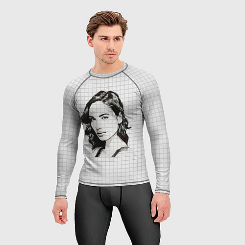Мужской рашгард Рисунок Галь Гадот в тетради в клетку / 3D-принт – фото 3