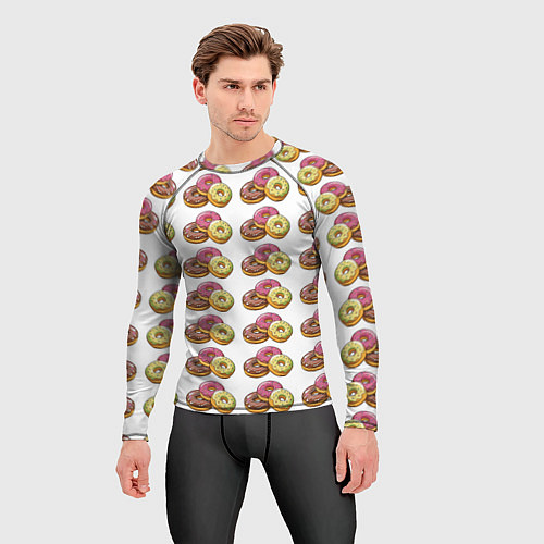 Мужской рашгард Пончики-фастфуд паттерн / 3D-принт – фото 3