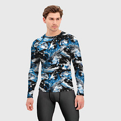 Рашгард мужской Выдры в речке на волнах - паттерн, цвет: 3D-принт — фото 2