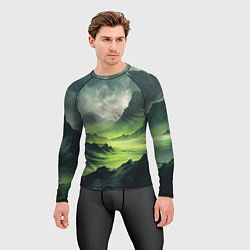 Рашгард мужской Ядовитая горная местность - токсичная кислотная до, цвет: 3D-принт — фото 2