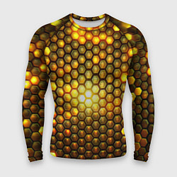 Рашгард мужской Металлические соты - роскошный блеск золота, цвет: 3D-принт