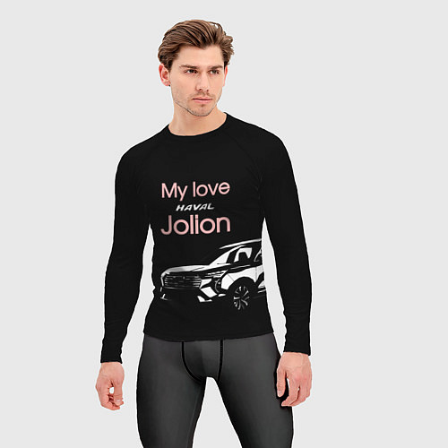 Мужской рашгард My love Haval Jolion чёрно-розовый / 3D-принт – фото 3