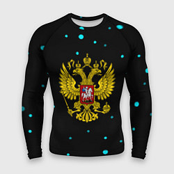 Рашгард мужской Герб РФ голубые краски, цвет: 3D-принт