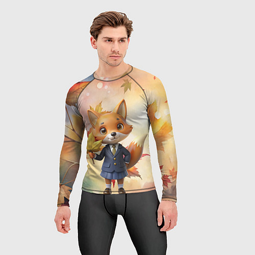 Мужской рашгард Осенняя лисичка в школьной форме / 3D-принт – фото 3