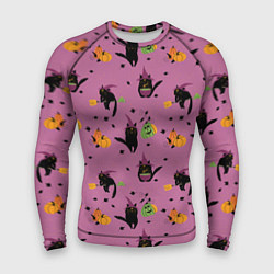 Мужской рашгард Хэллоуин и кот ведьмы