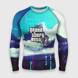 Рашгард мужской GTA6 glitch pattern, цвет: 3D-принт