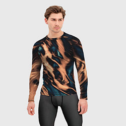 Рашгард мужской Абстракция тёмный бирюзово-медный, цвет: 3D-принт — фото 2