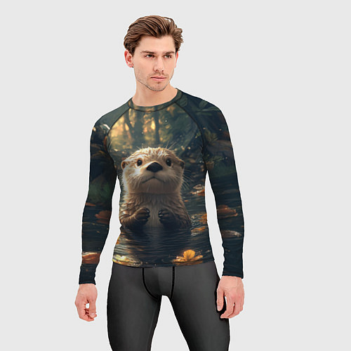 Мужской рашгард Выдра в летнем пруду / 3D-принт – фото 3