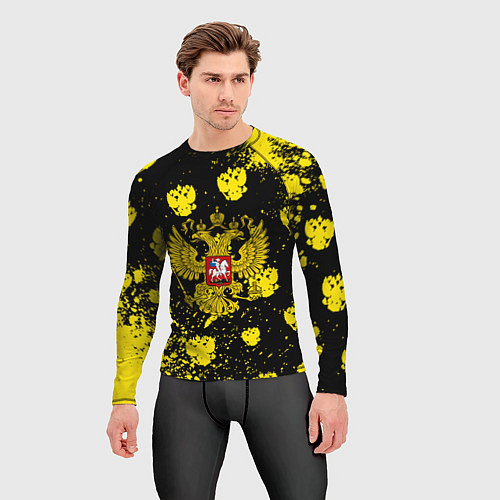 Мужской рашгард Жёлтые краски герб / 3D-принт – фото 3