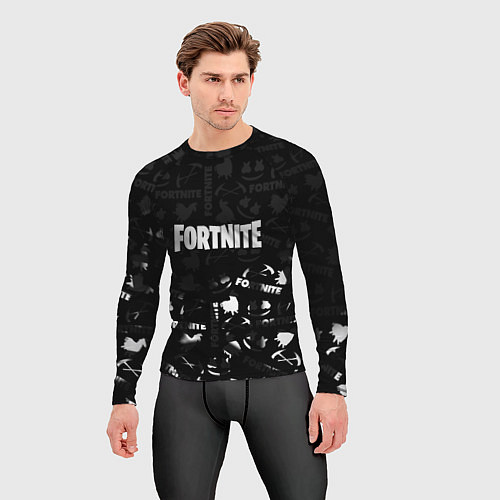 Мужской рашгард Fortnite pattern black / 3D-принт – фото 3