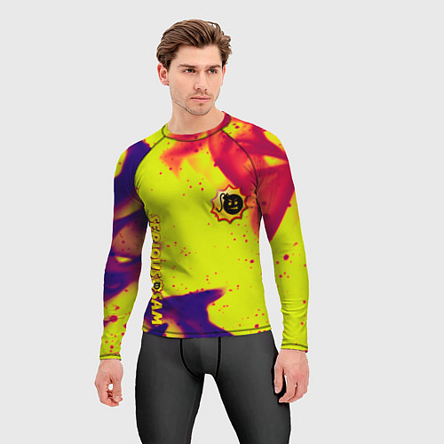 Мужской рашгард Serious Sam flame yellow / 3D-принт – фото 3