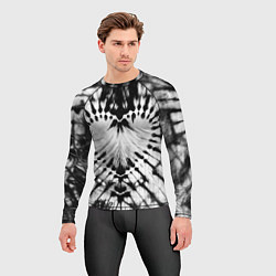 Рашгард мужской Абстрактное сердце - черно-белый тай-дай, цвет: 3D-принт — фото 2