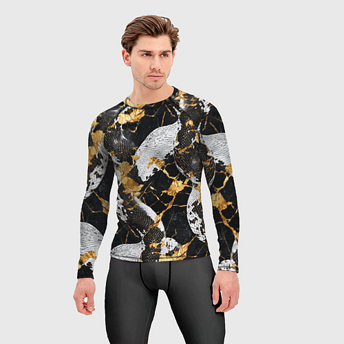 Мужской рашгард Черно-белый змеиный паттерн / 3D-принт – фото 3