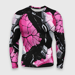 Рашгард мужской Чёрные линии на чёрно-розовом фоне, цвет: 3D-принт