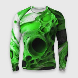Рашгард мужской Зелёно-белая абстрактная структура, цвет: 3D-принт