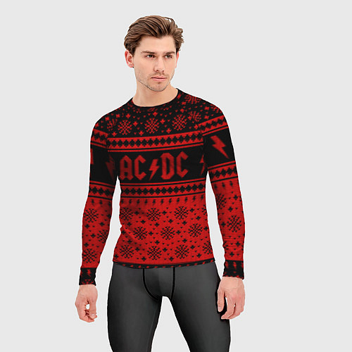Мужской рашгард ACDC christmas sweater / 3D-принт – фото 3