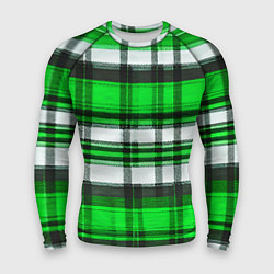 Мужской рашгард Зелёно-белая ткань в клетку