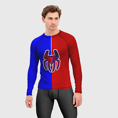 Мужской рашгард Сине-красный паук - лого / 3D-принт – фото 3