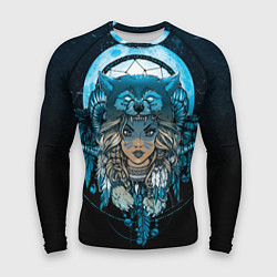 Рашгард мужской Девушка-шаманка в шапке волка, цвет: 3D-принт