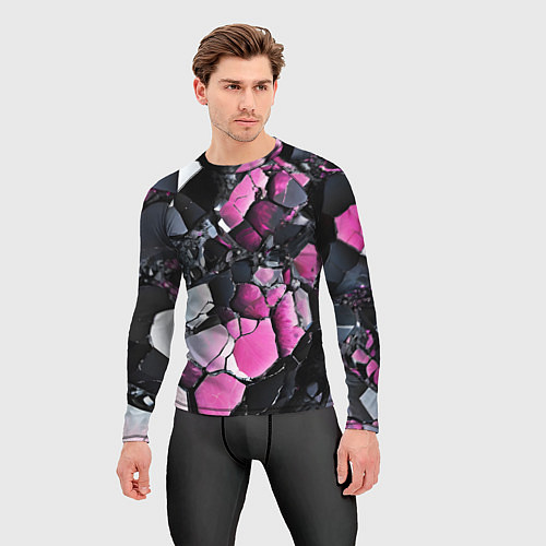 Мужской рашгард Чёрно-розовый камень / 3D-принт – фото 3