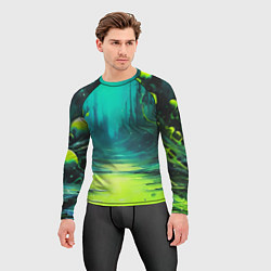 Рашгард мужской Зелёная кислотная абстракция, цвет: 3D-принт — фото 2