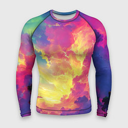 Рашгард мужской Розовые облака на синем небе, цвет: 3D-принт